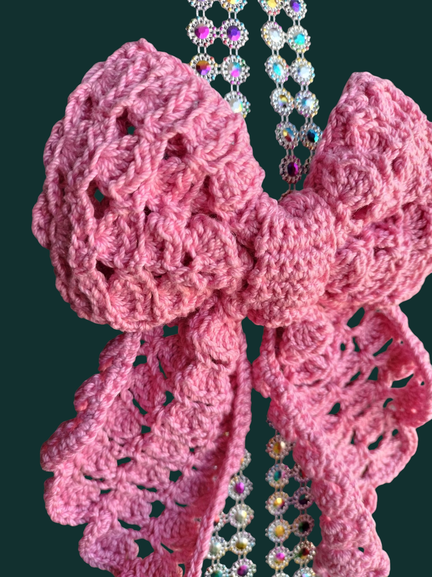 Crochet Hair Bow - Rose