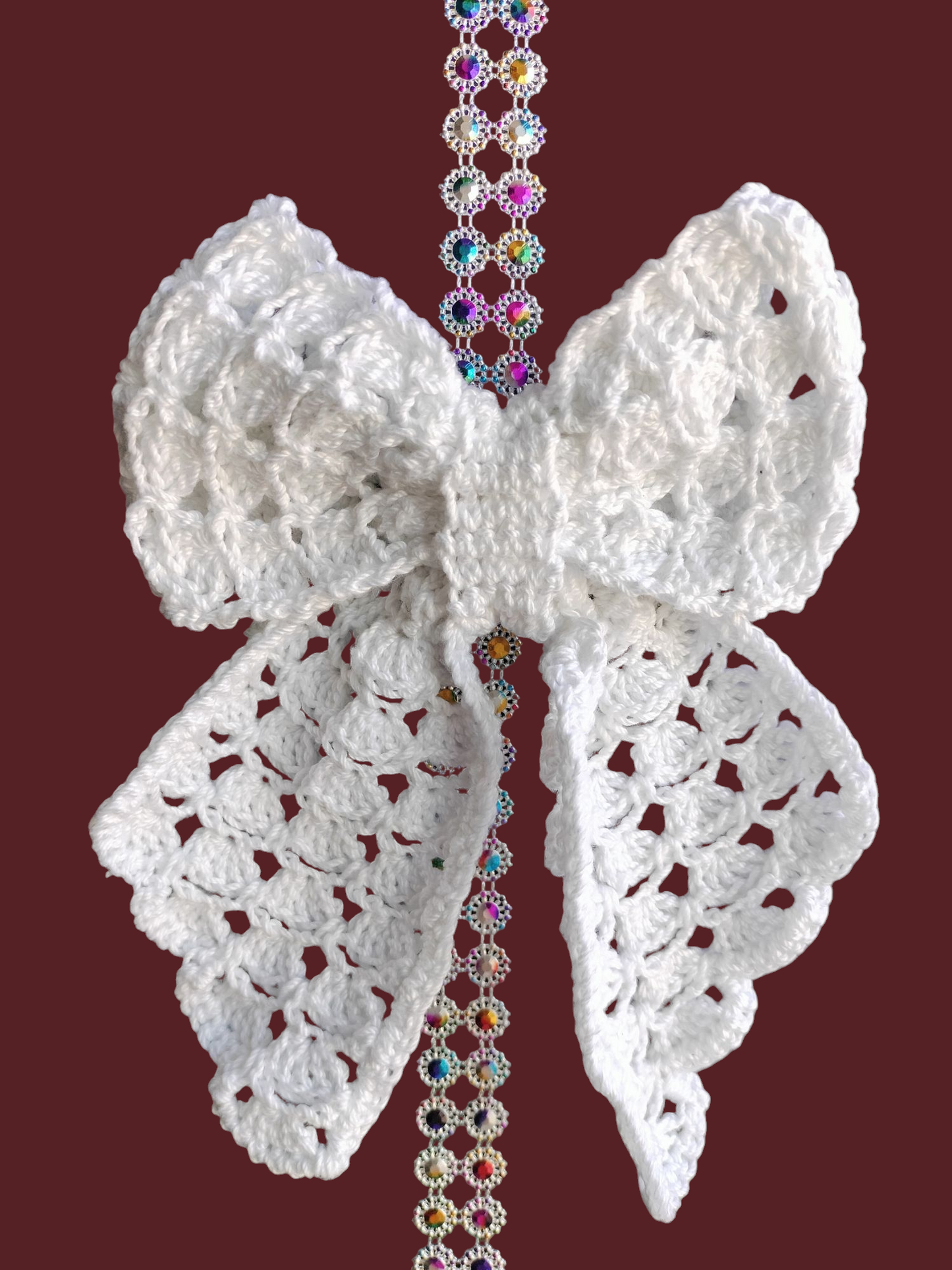 White Crochet Bow Barrette